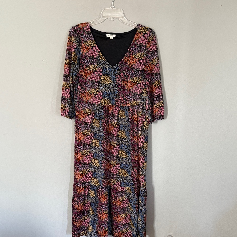 Jane and Delancey Vibrant Floral 3/4 Sleeve Dress